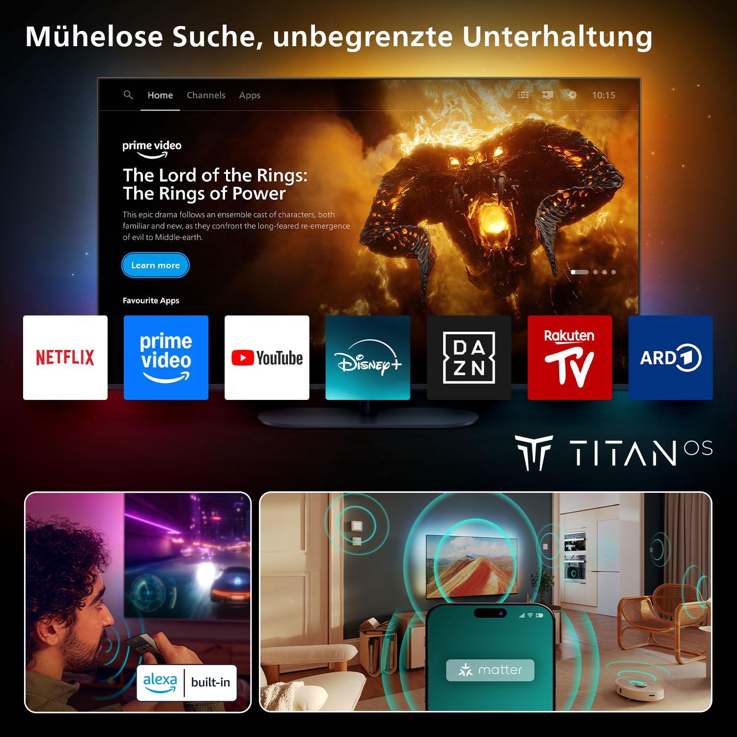 Philips 43PUS8600 QLED TV (43 Zoll (108 cm), 4K UHD, HDR, Smart TV, Sprachsteuerung (Alexa, Google Assistant), Ambilight, Dolby Atmos, Titan OS)