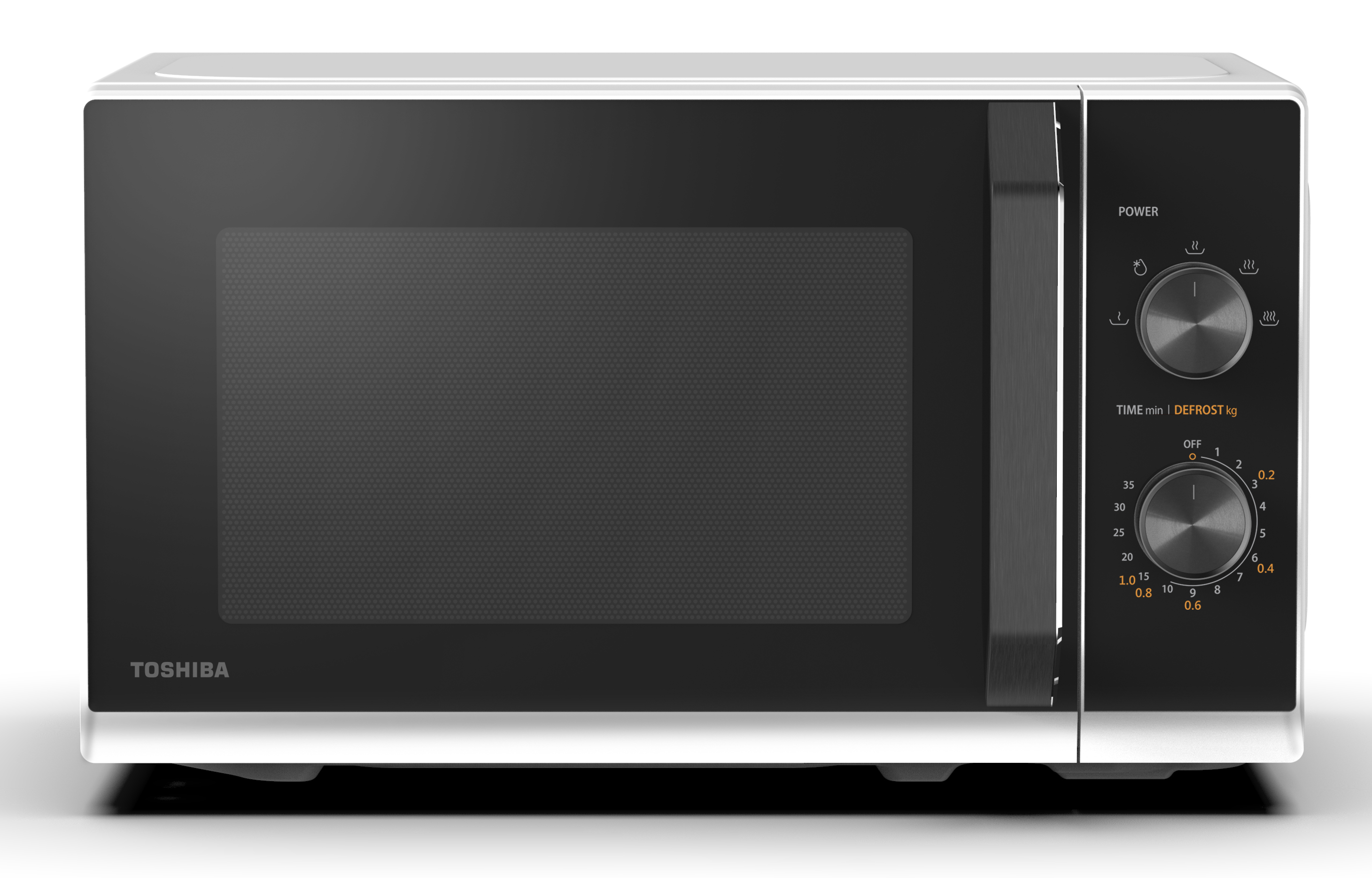 Toshiba MW3-MM20PF(WH) Mikrowelle (20 Liter, 800 Watt Mikrowellenleistung, Timer, automatische Auftaufunktion, Weiß/Schwarz)
