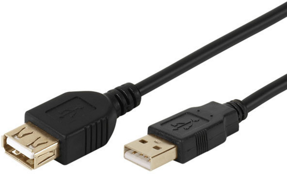  VIVANCO Hochwertiges USB 2.0 zertifiziertes Verlängerungskabel 2 m schwarz