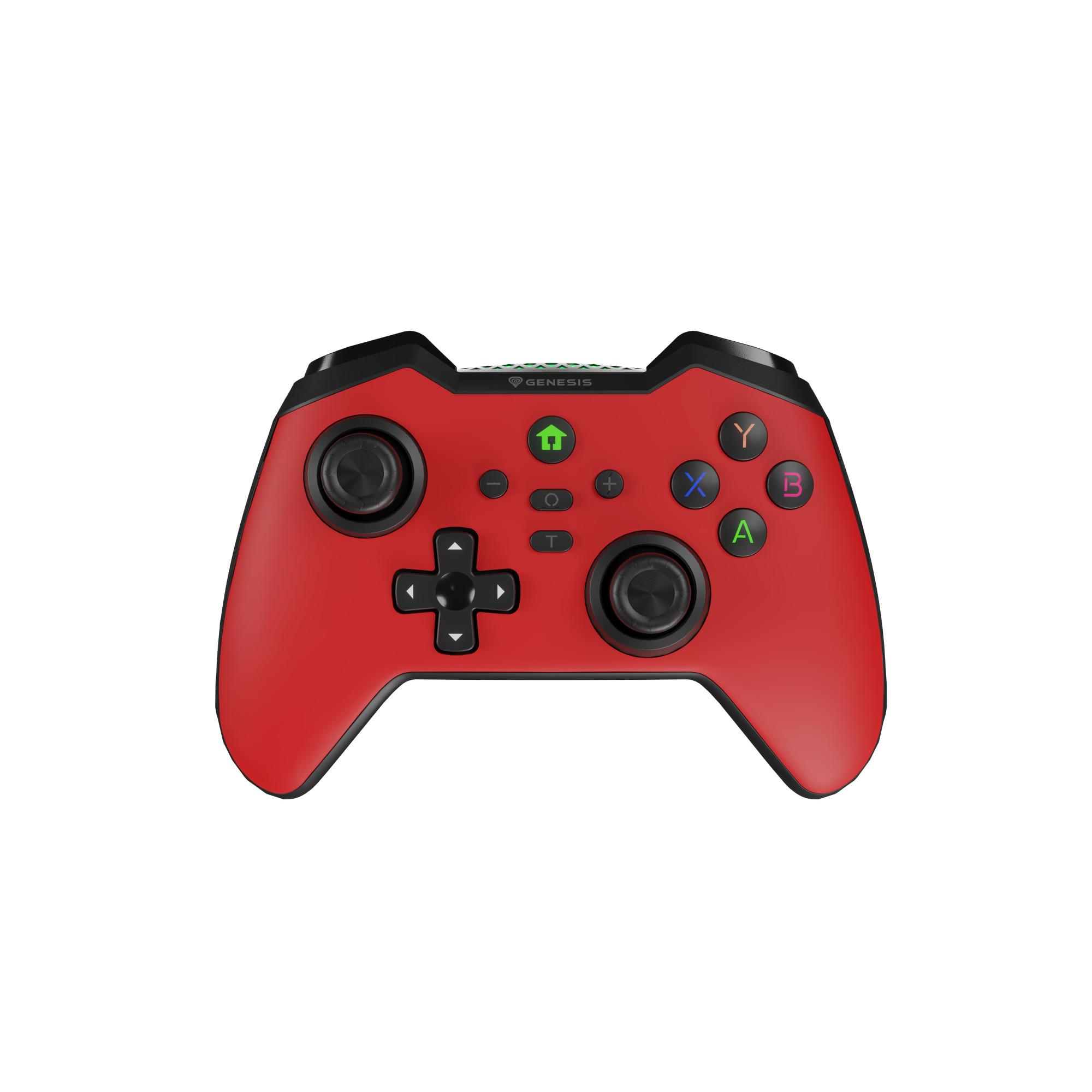 Genesis Mangan 400 Wireless Controller, Rot (Analog / Digital, Android, MAC, Nintendo Switch, PC, iOS, Bluetooth, NJG-2102)