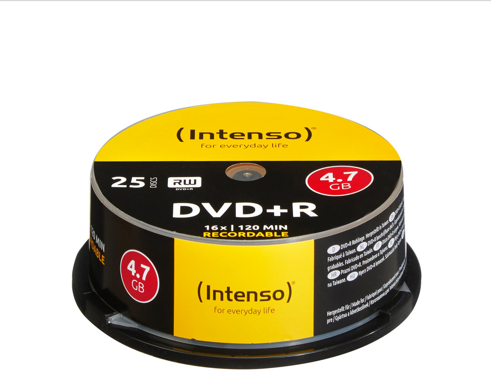  INTENSO DVD+R 4,7GB, 16X, 25er Spindel DVD-Rohlinge (DVD+R, 4.7 GB, 16x, 25er)