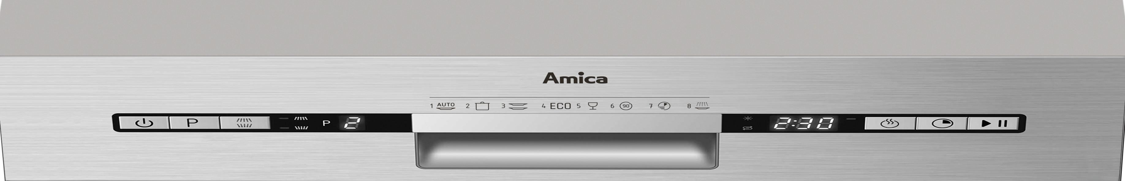 AMICA EGSP 576 910 E Einbau-Geschirrspüler integriert 60 cm (D, Flex Besteckschublade, 14 Maßgedecke, 44 dB, AquaStop, Edelstahl)