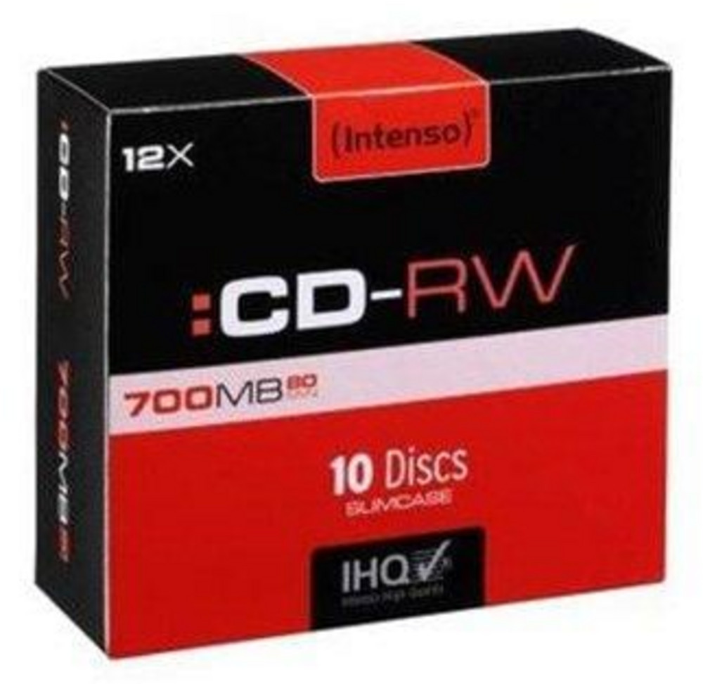  INTENSO CD-RW, 700 MB, 12x, 10er Pack Slimcase CD-Rohlinge (CD-RW, 700 MB, 12x, 10er)