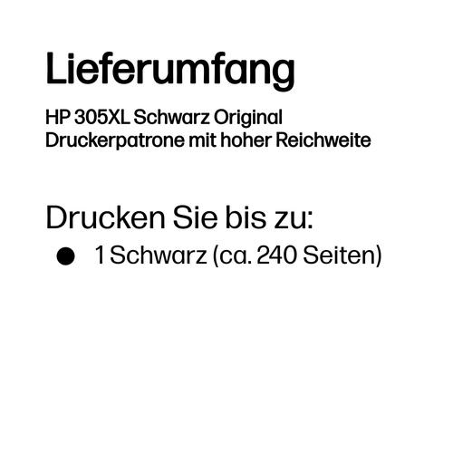 HP 305XL Schwarz Original Druckerpatrone mit hoher Reichweite