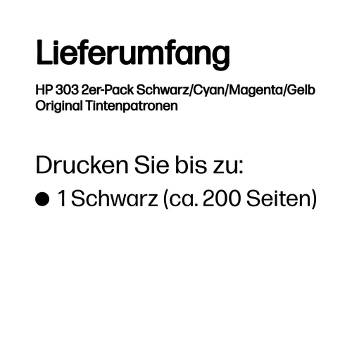HP 303 2er-Pack Schwarz/Cyan/Magenta/Gelb Original Tintenpatronen