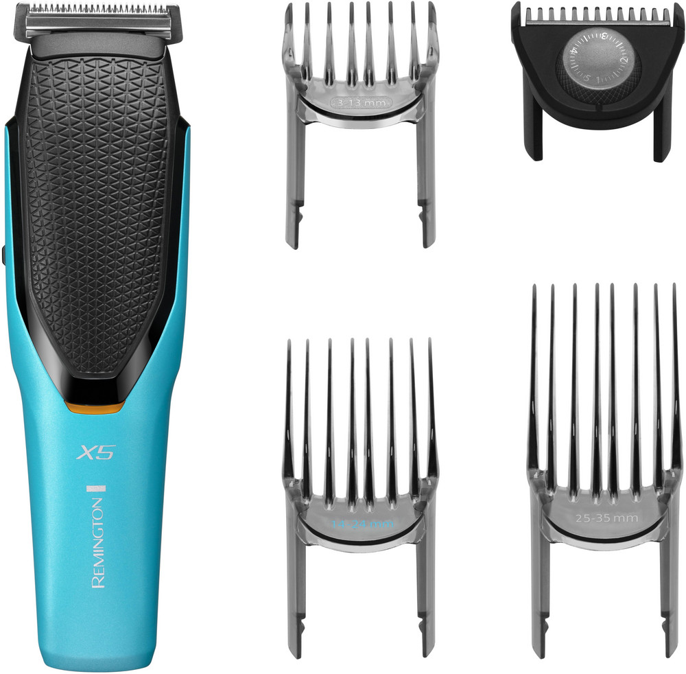  REMINGTON Haarschneider HC5000 Power-X Series X5 (Edelstahlklingen in japanischer Qualität, Comfort Glide, 3 verstellbare Kämme (3-35 mm), Ohne Kamm-Aufsatz 0,5 mm, Micro Fade Haar- und Bartkamm (1- 5 mm), Längeneinstellrad, 72 Längeneinstellungen, Netz-