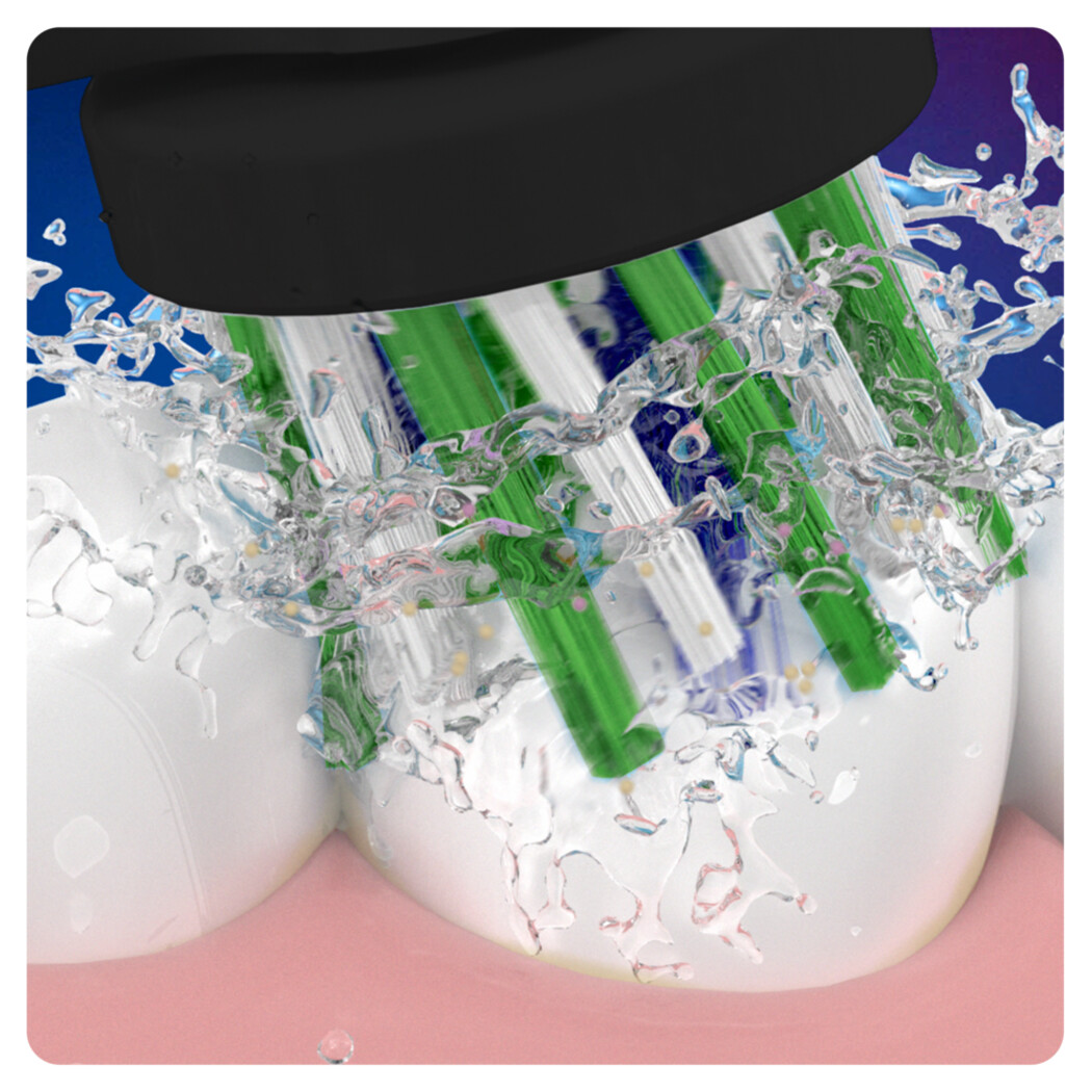  Oral-B Cross Action CleanMaximiser schwaz, 3 Stück Aufsteckbürsten (CleanMaximizer-Technologie)